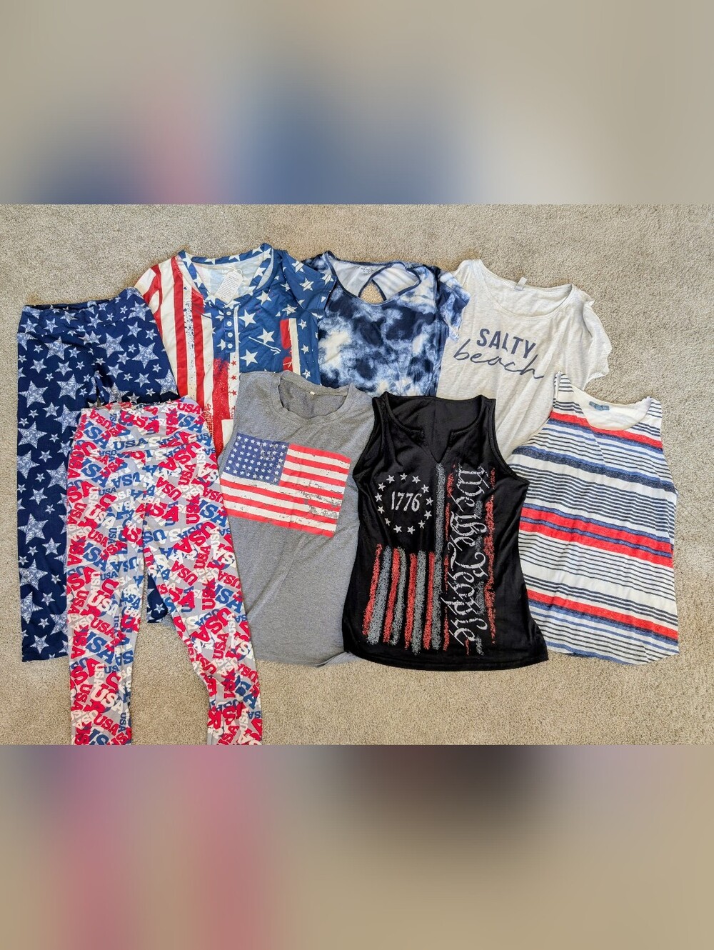 Women's Patriotic Graphic Tank & Tees - Blue, Red, White USA